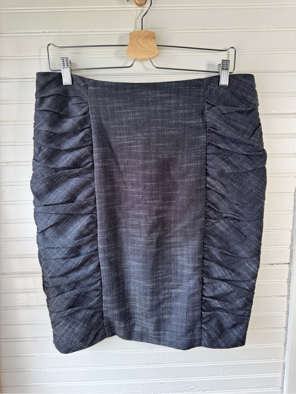 Anthropologie Cartonnier Grey Ruched Pencil Skirt Sz 10